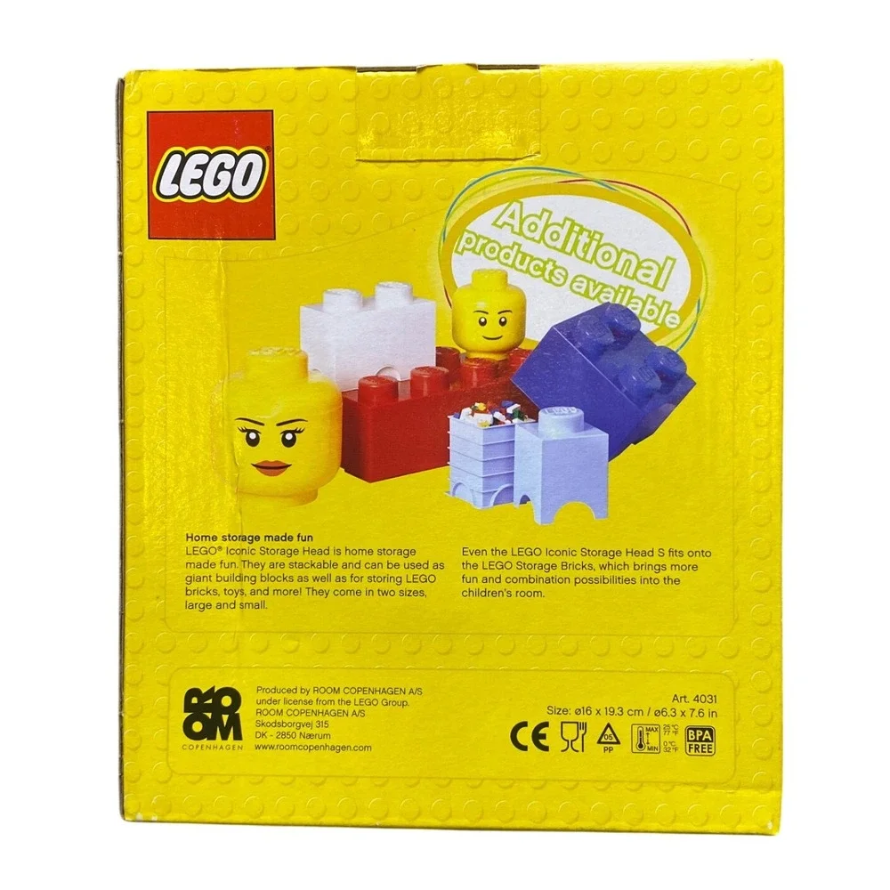 LEGO Iconic Storage Head Small Yellow Container Organizer Collectible New in Box